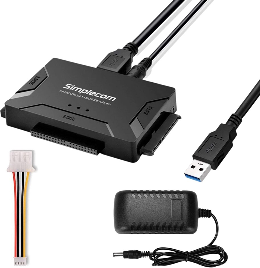 SIMPLECOM SA492 SATA IDE Adapter, USB3.0 to 2.5", 3.5", 5.25", c/w Power Su