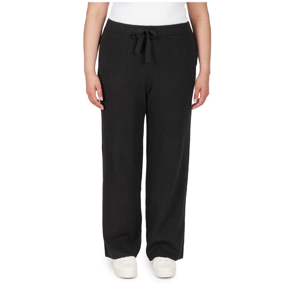 TKEES Women's Ribbed Knit Pants, Size M, Black. NB: minor pull.