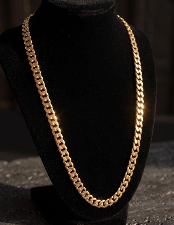 18k Italy Stamped Yellow Gold Bonded Chain-Quality Guarantee-60cm-Bonus