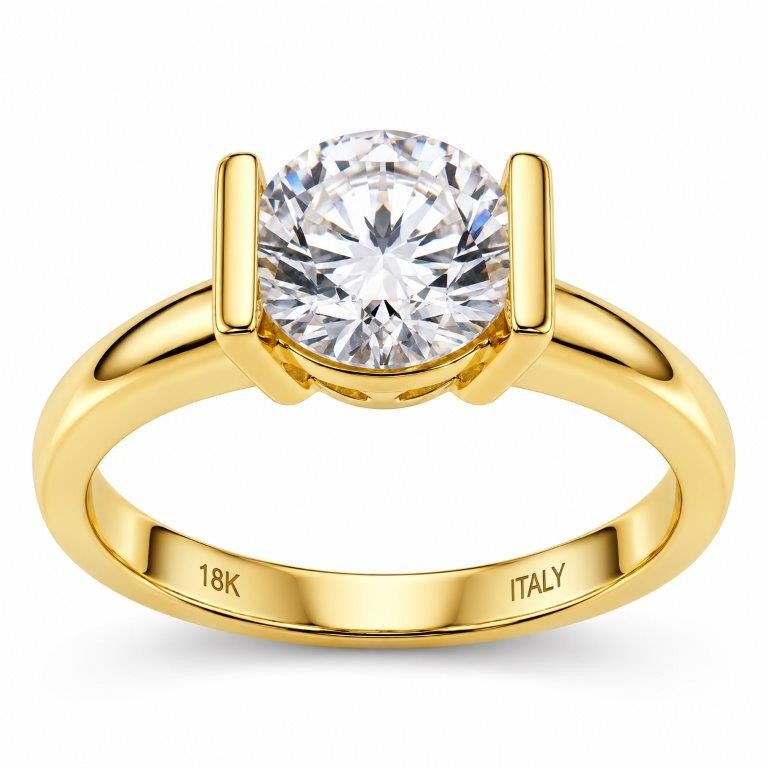 18K/ITALY Yellow Gold BondedRing -Quality Guarantee-10 US-Bonus Gift