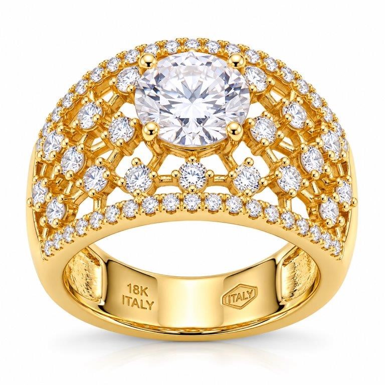 18K/ITALY Yellow Gold BondedRing -Quality Guarantee-8 US-Bonus Gift