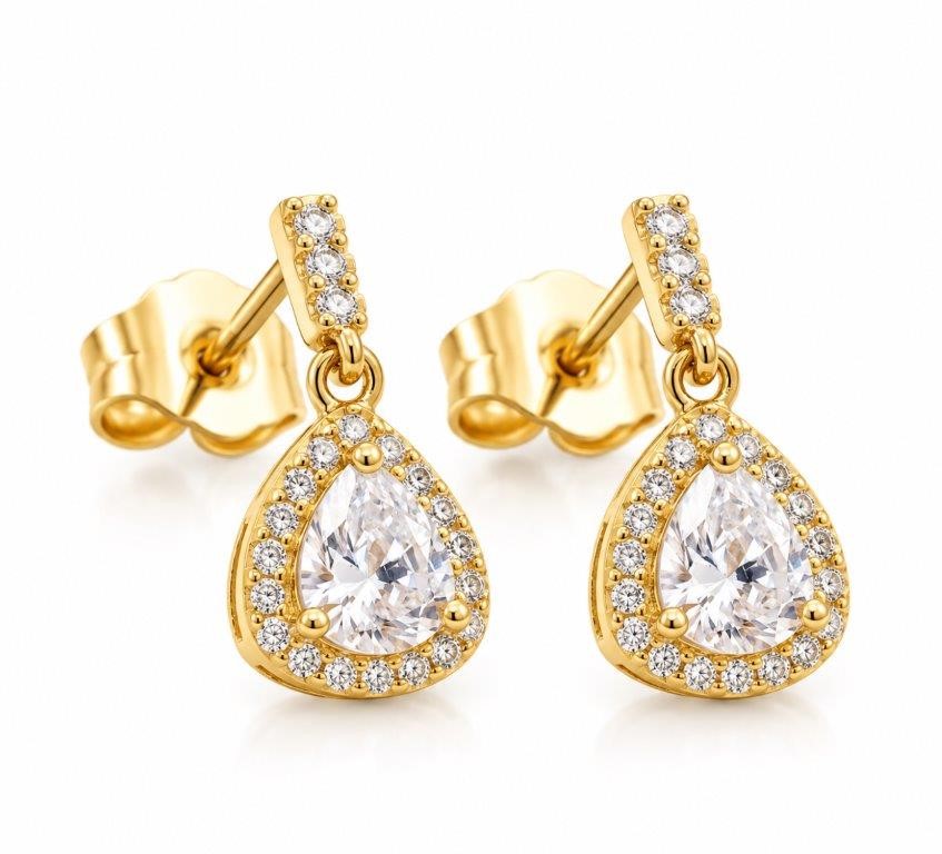 18K/ITALY  Yellow Gold BondedEarring -Quality Guarantee--Bonus Gift