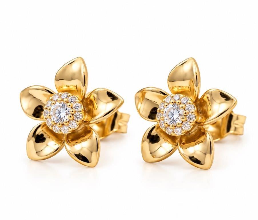18K/Italy Gold Bonded Earring -(stamped 18K/Italy)-Warranty Quality-Bonus