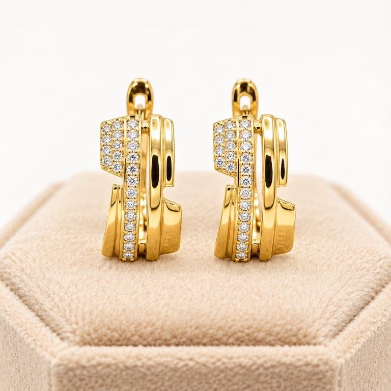 18K/Italy  Gold Bonded Earring -(stamped 18K/Italy)-Warranty Quality-Bonus