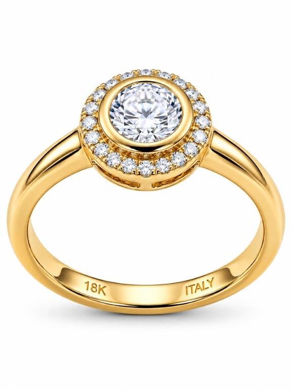18K/ITALY Yellow Gold BondedRing -Quality Guarantee-6 US-Bonus Gift