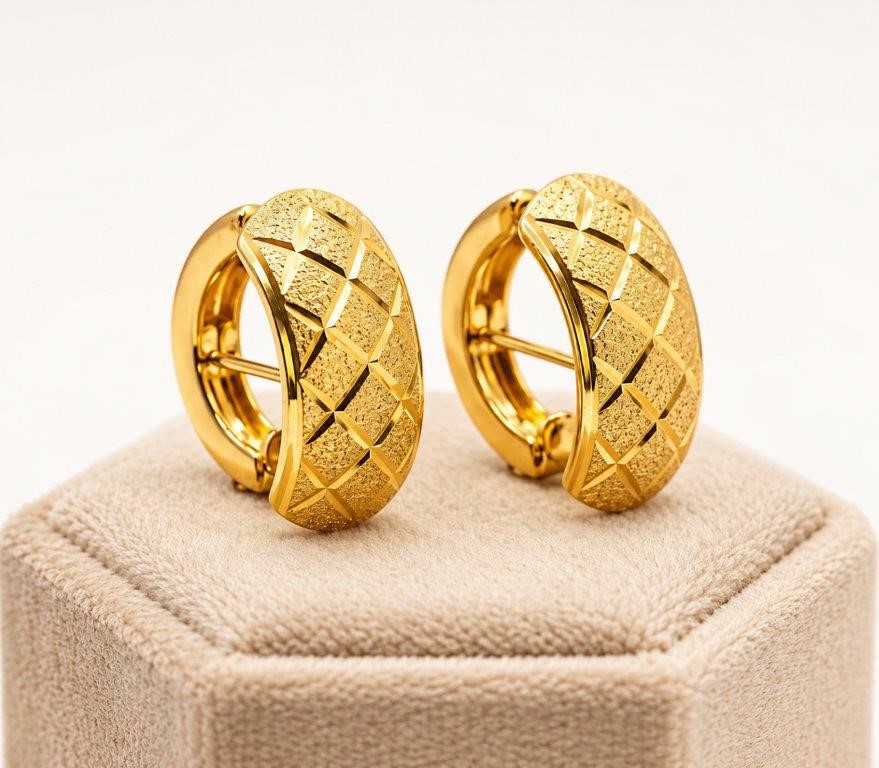 18K/Italy Gold Bonded Earring -(stamped 18K/Italy)-Warranty Quality-Bonus