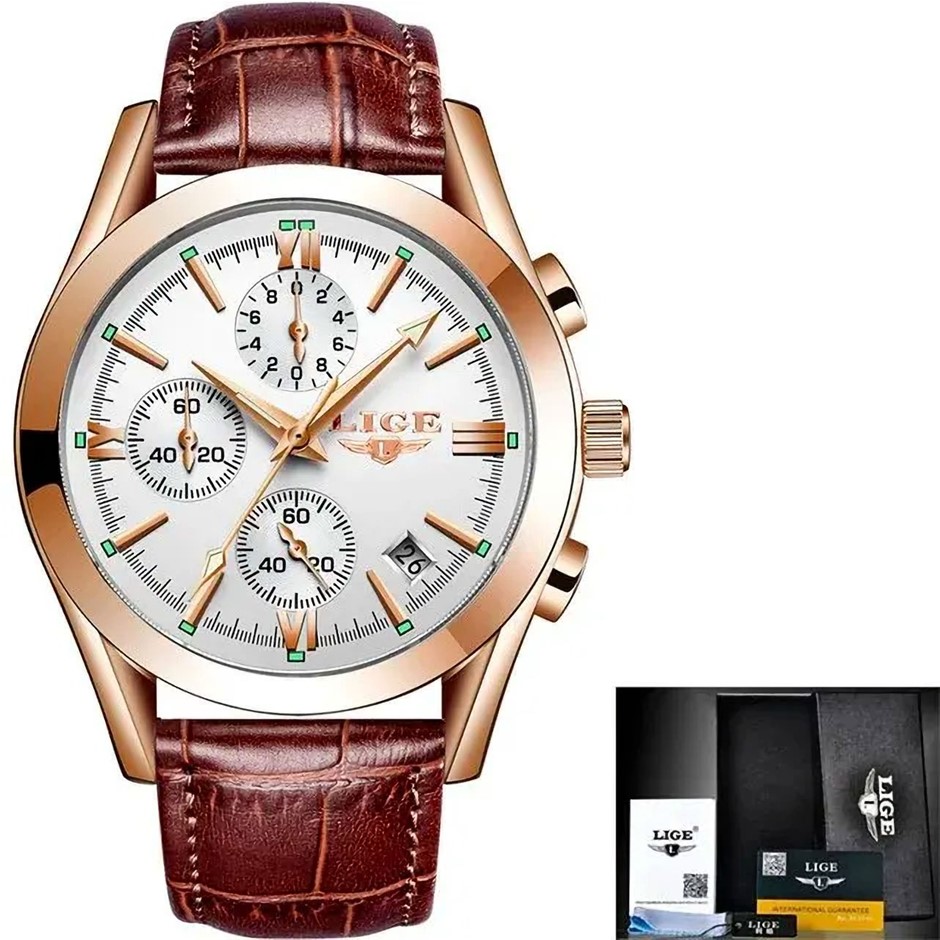 NEW LIGE RG Men's Quartz Chronograph watch