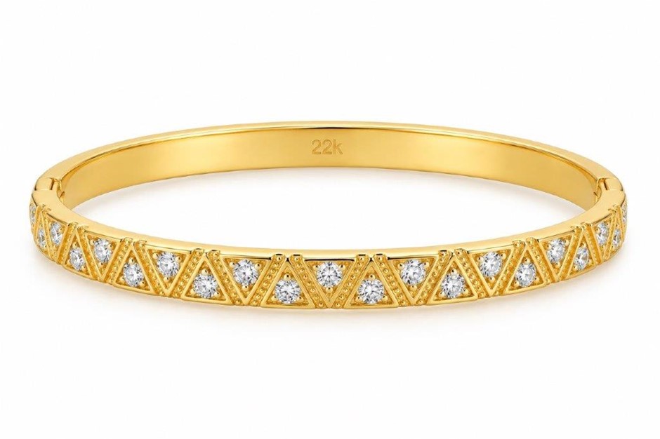 22k Stamped Yellow Gold Bonded Bangle-60mm
