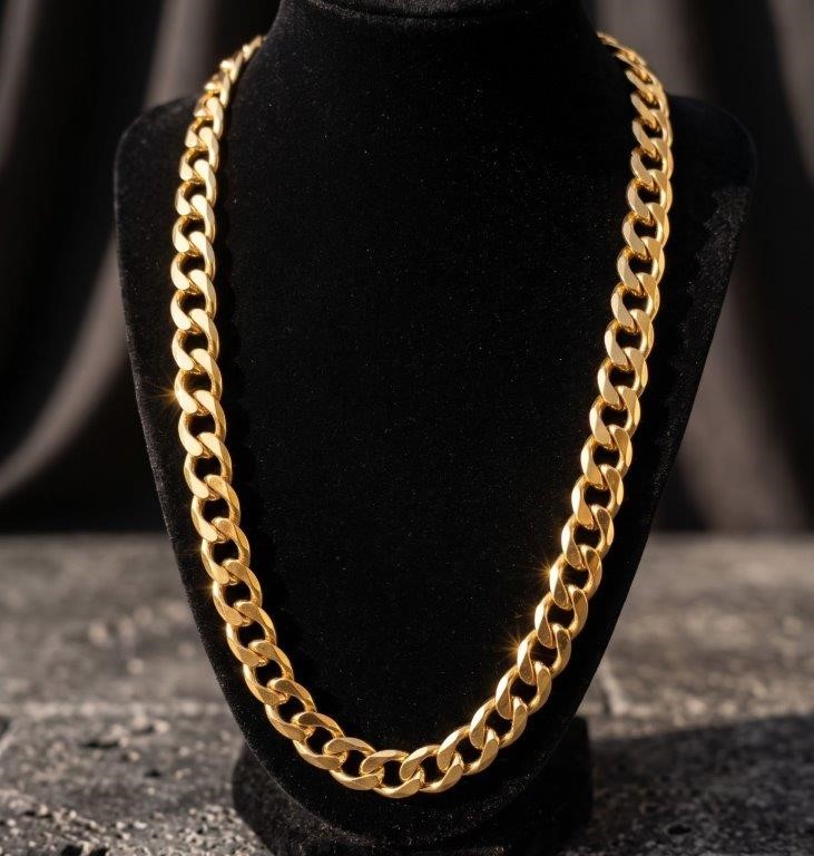 18k Italy Stamped  Yellow Gold Bonded Cuban Chain-Quality Guarantee-60cm
