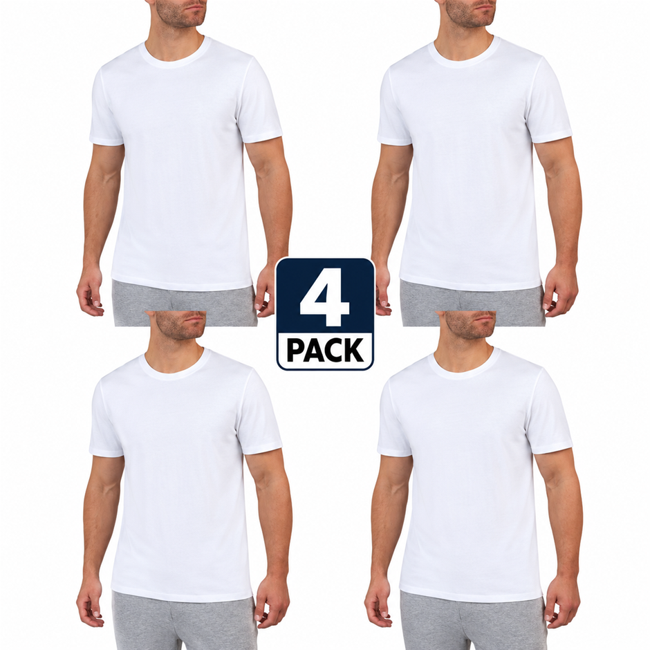 4-PACK KIRKLAND SIGNATURE Men's Tagless Crew Tees, Size S, 100% Combed Cott