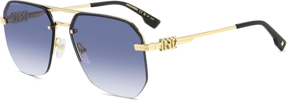 DSQUARED Men's D2 0103/S Sunglasses, Gold Blue, 60 mm. RRP is $500. NB: Lef