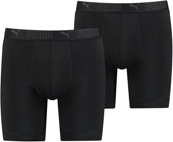 PUMA Men's Sport Microfiber Boxer 2 PACK, Black, Medium