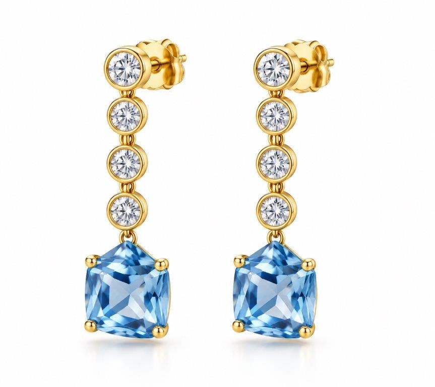 14K/Italy Stamps Yellow Gold Filled Earrings