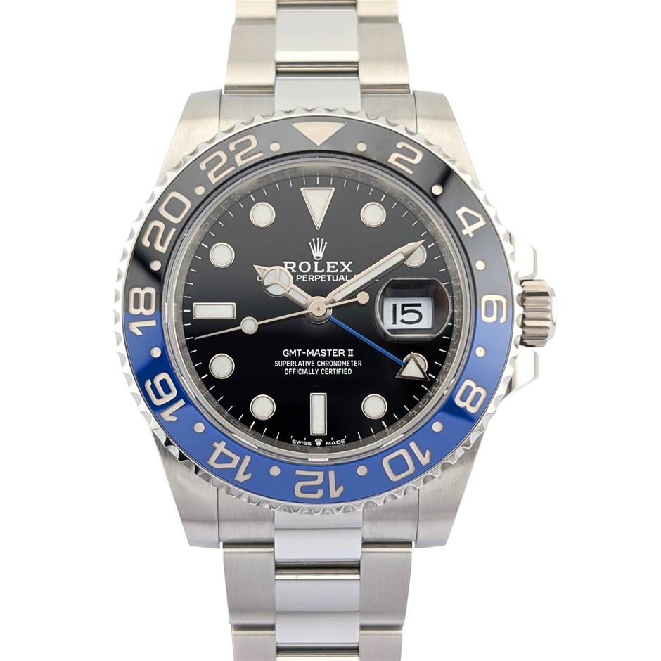 ROLEX GMT-MASTER II AUTOMATIC 40MM OYSTERSTEEL BLACK DIAL BXP COA