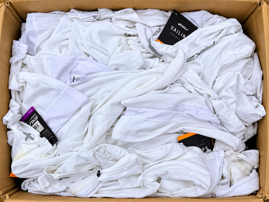 1 BOX of 2XU Sportswear, White. NB: Various Conditions. Important Notice