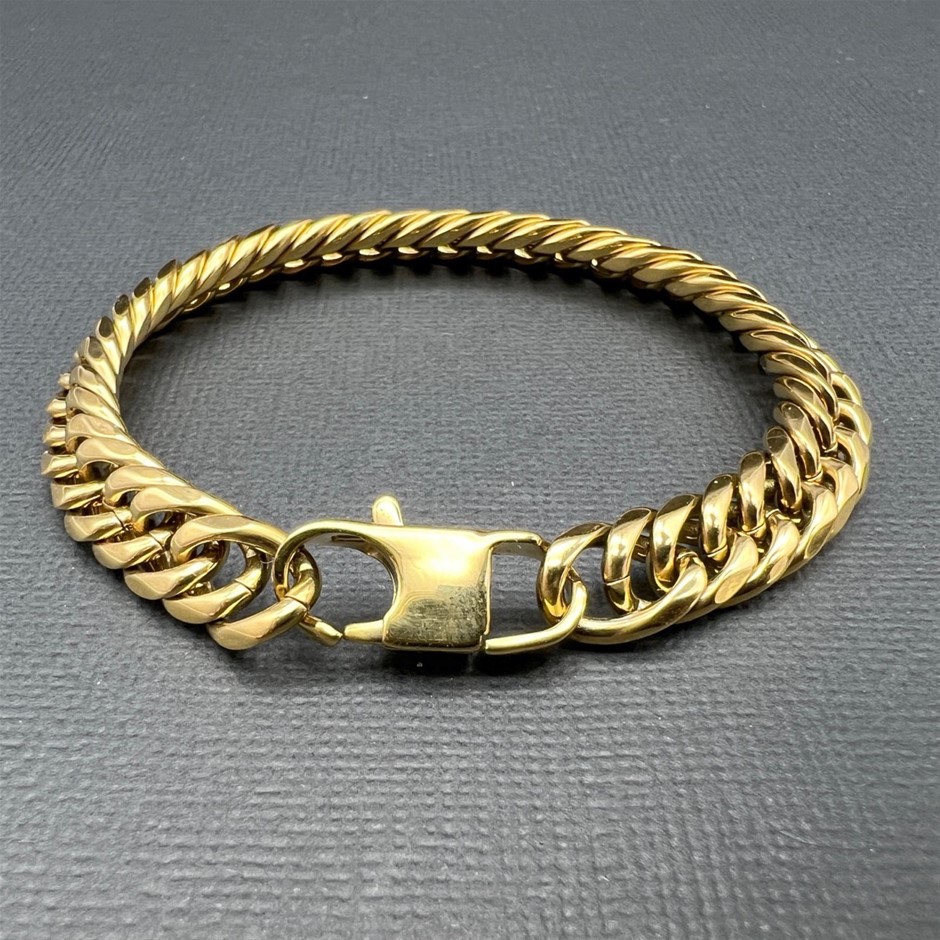 18K Gold-Filled Cuban Chain Bracelet, 9.5MM Wide - 19cm