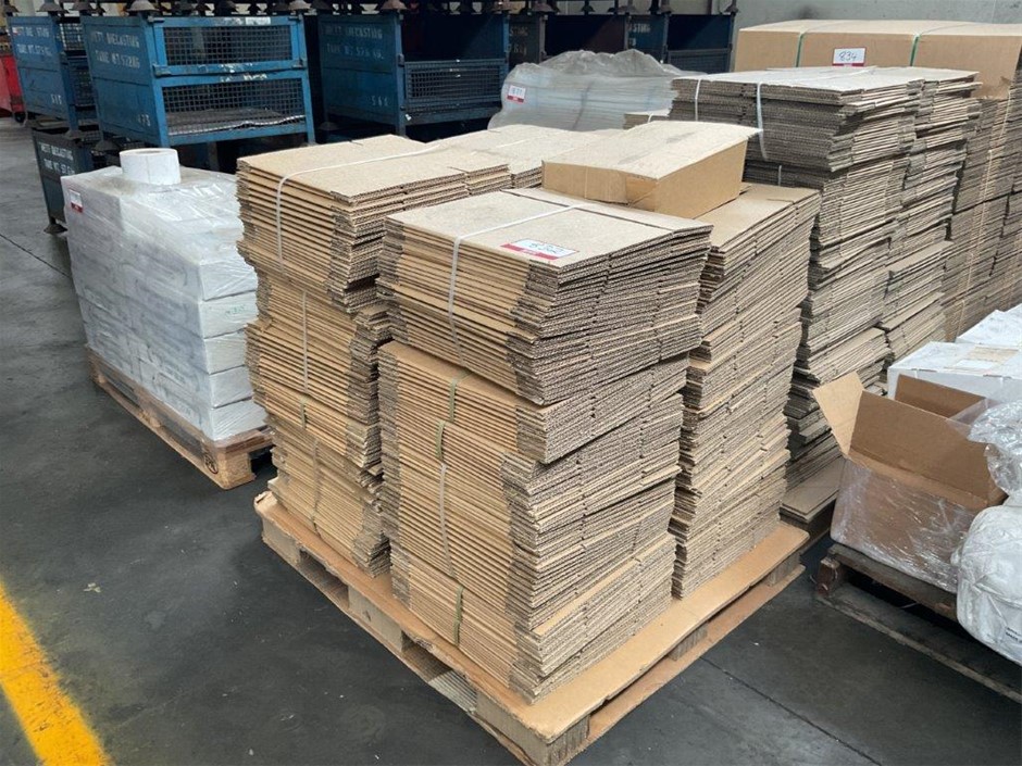 Pallet of Flat-Packed Cardboard Cartons