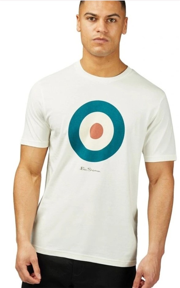 Ben Sherman Men's Signature Target Tee, Ivory, Size Medium