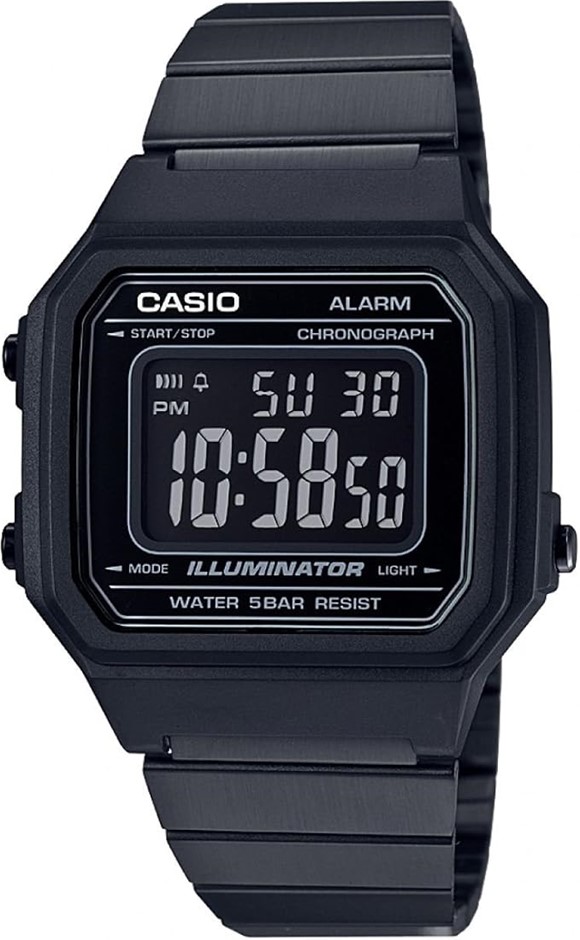 CASIO Digital Vintage Watch, Model No.: B650WB-1B, Black. RRP: $149. NB: mi