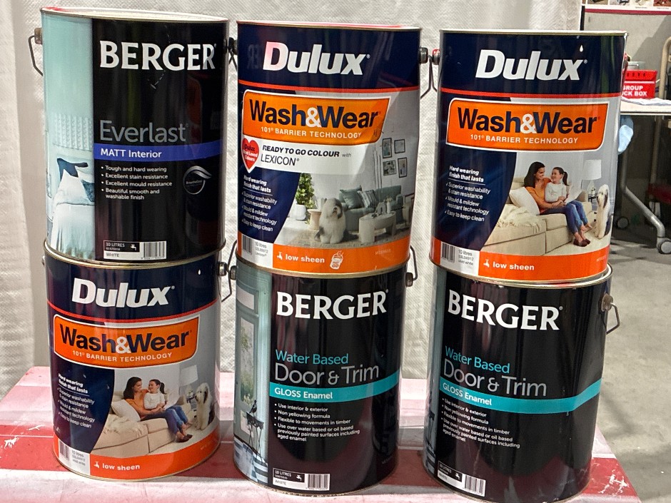 6 x Tubs 10lt Assorted Paint