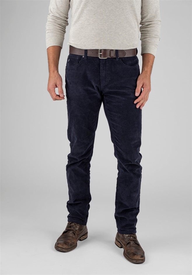 TAILOR VINTAGE Men's Stretch Slim Corduroy Pant, Size 36x32, Dark Navy.