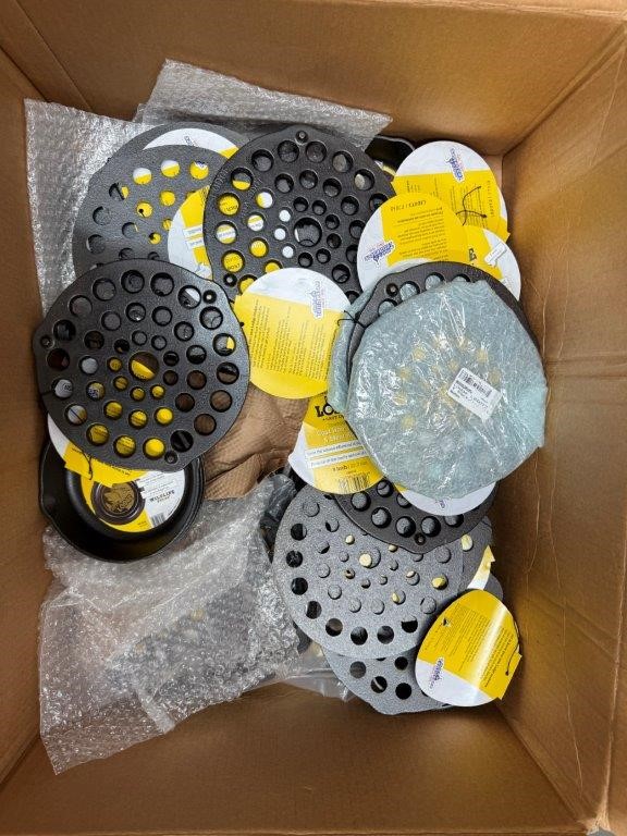 Box of Cast Iron and Racks.