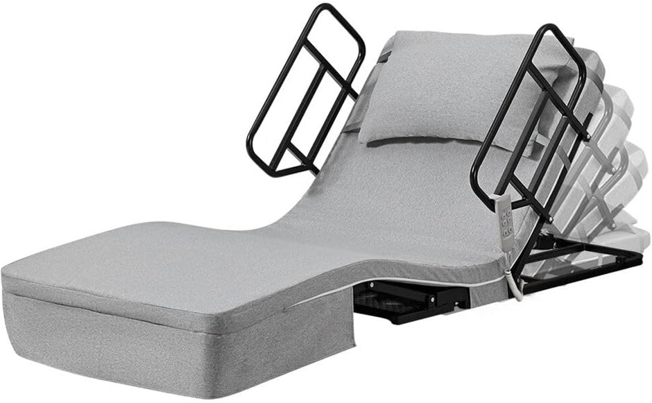 EQUIPMED Electric Adjustable Bed, Grey. NB: Damaged box and untested.