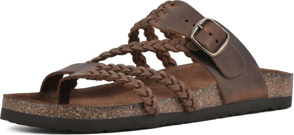 WHITE MOUNTAIN Women's Hayleigh Sandal, Size 10, Brown/Leather, W26784. NB: