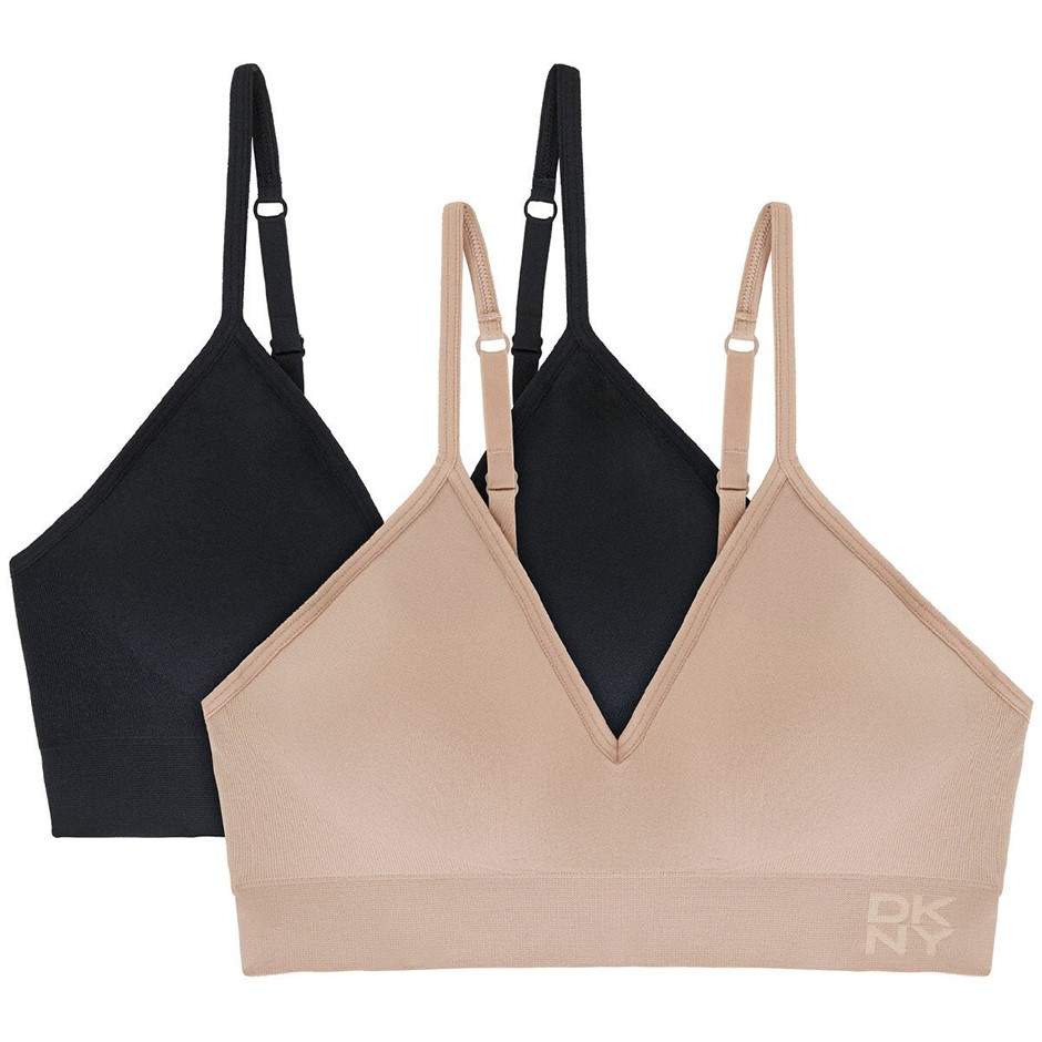 2-Pack DKNY Women's Seamless Bras, Size M, Black/Sand. Buyers Note - Disco