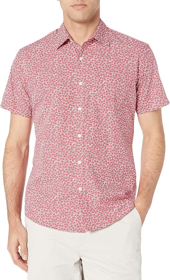 2 x AMAZON ESSENTIALS Men's Regular-Fit SS Poplin Shirt, Size XL, Washed Re