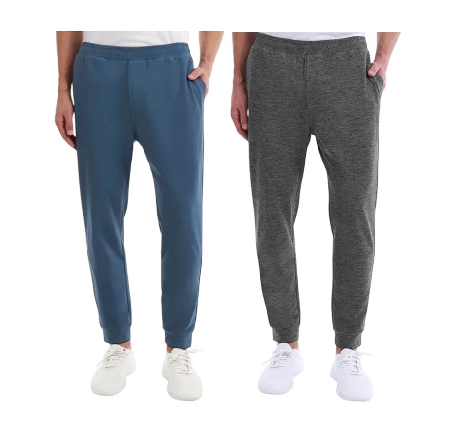 2 x SIGNATURE Men's Jogger Pants, Size M, Blue & Grey, 7771559. Buyers Not