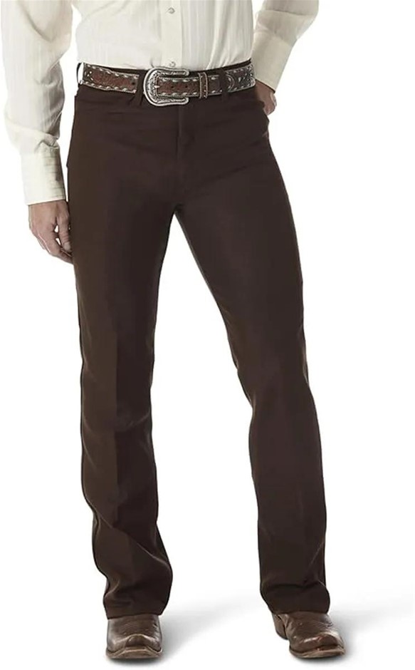 WRANGLER Men's Boot Dress Jeans, Size 29Wx32L, Brown, 82BN. Buyers Note -