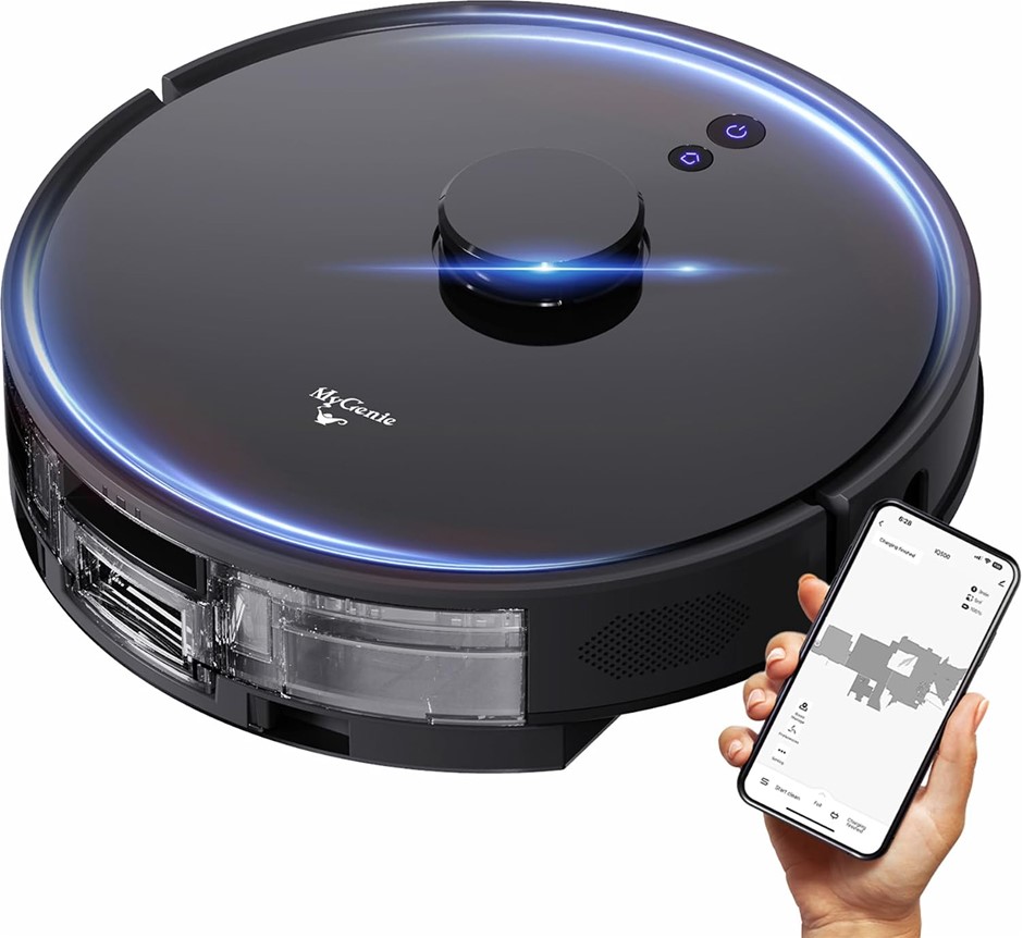 MYGENIE Laser Sonic AI Robotic Vacuum Cleaner and Mop, Smart LIDAR Mapping,