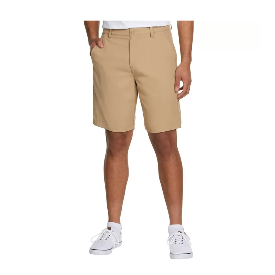 SIGNATURE Men's Performance Shorts, Size 38, 100% Polyester, Dark Khaki. B