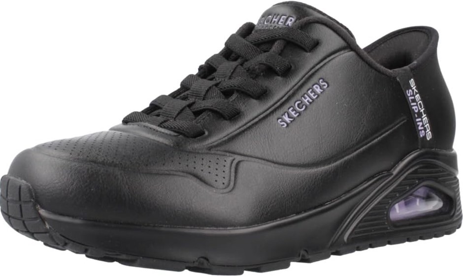 SKECHERS Women's Slip-In Uno Air Sneaker, US8/UK5/EU38, Black/Black, 177112