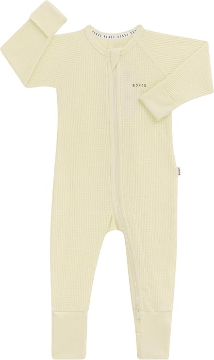 2 x BONDS Baby Waffle Zip Wondersuit, Post Yellow, 000 (0-3 Months), BWYFA.
