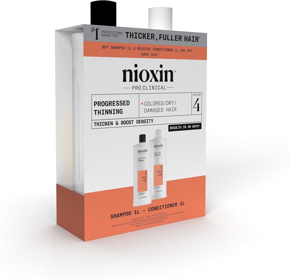 NIOXIN System 4 Shampoo + Conditioner 1L Duo Pack for Colored/dry/damaged H