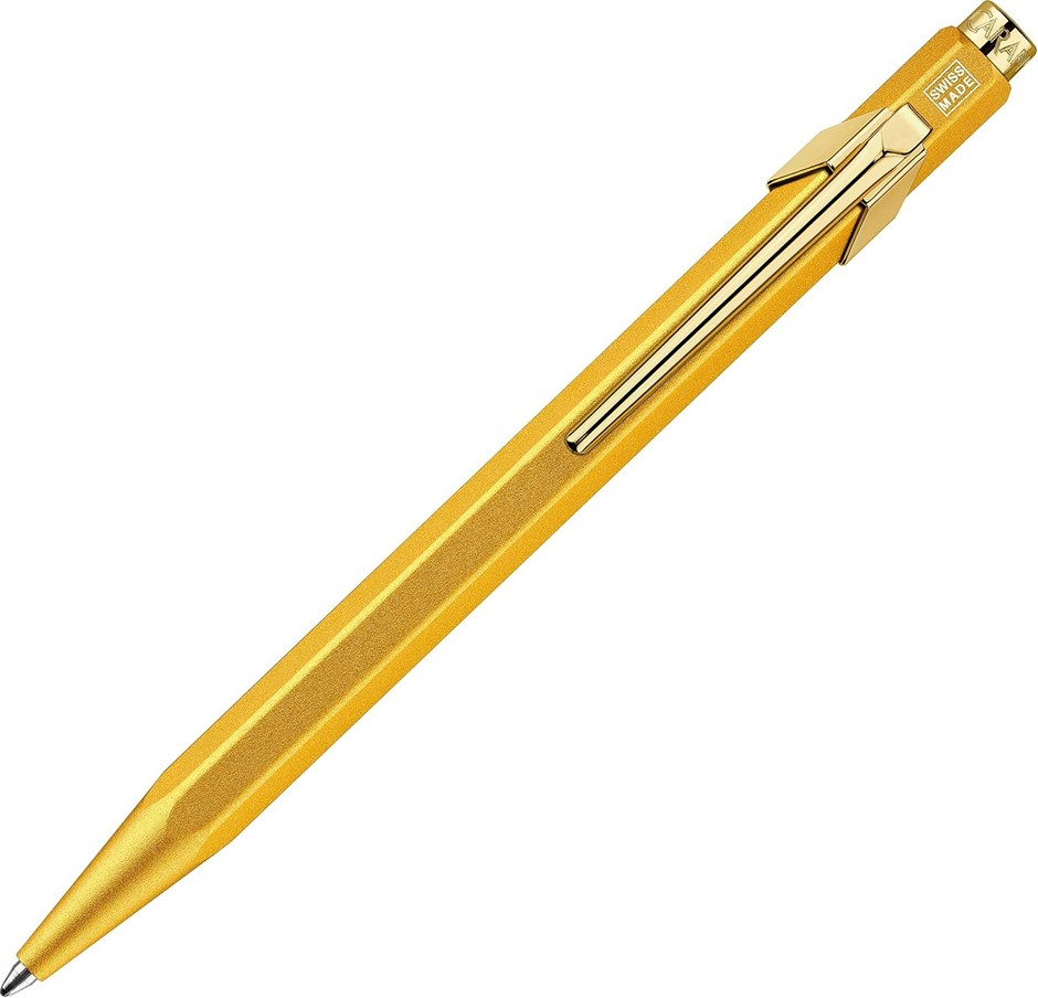 CARAN D'Ache 849 Premium Line Ballpoint Pen, Gold Bar.  Buyers Note - Disco