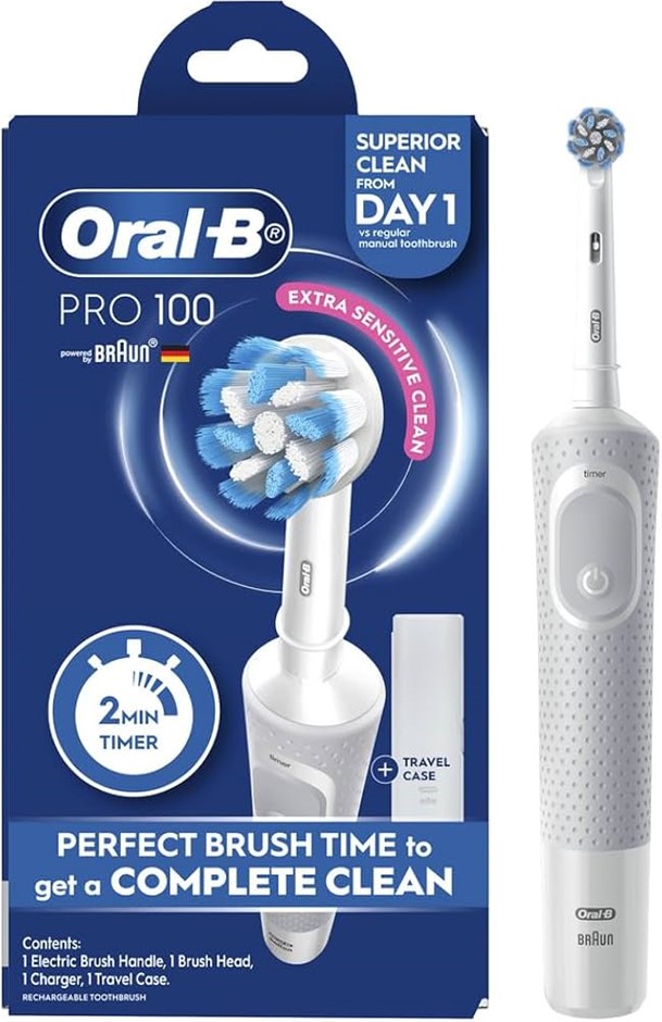 ORAL-B Pro 100 Electric Toothbrush, White, D100.513.1X. NB: slightly damage