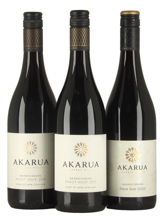 Mixed Akarua Pinot Noir Wine Pack (3x 750mL), Central Otago