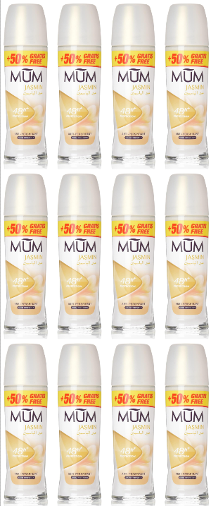 12x MUM 50ml Jasmin Perfumed Roll-On Anti-Perspirant Deodorant - 48H Protec