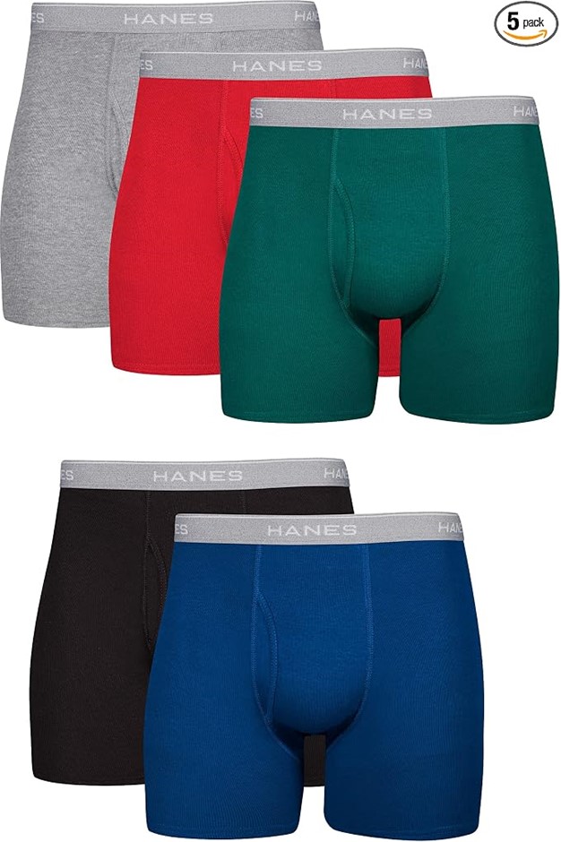 Hanes Men's 5 Pack Ultimate FreshIQ Boxer Briefs ComfortFlex Waistband Brie