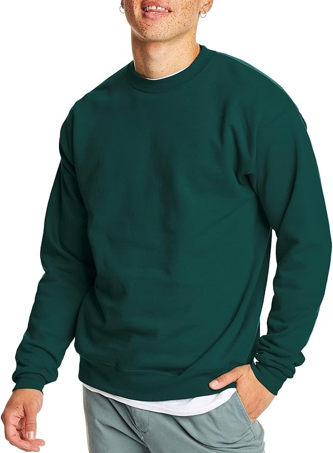 HANES Men's Ecosmart Fleece Sweatshirt, Size 2XL, Deep Forest, OP160.