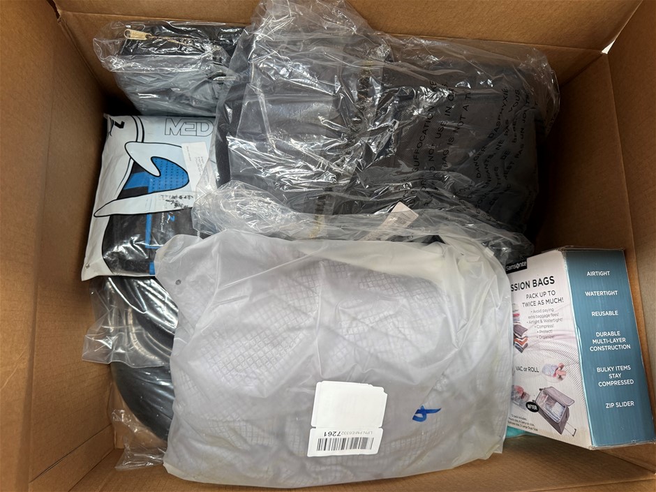 Assorted Box of Bags and Massage Pillows. NB: Items may not be in original