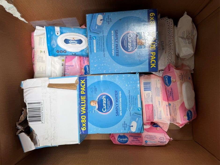 Assorted Box of Baby Wipes. NB: May have damaged packaging. <b>Important No