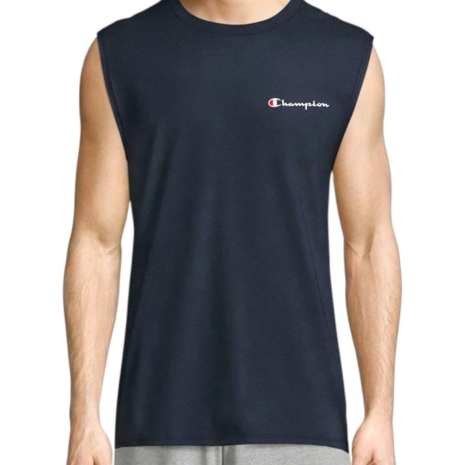 2 x CHAMPION Men's Leg Script Muscle Tank, Size S, Navy (NVY), MT065G.  Buy