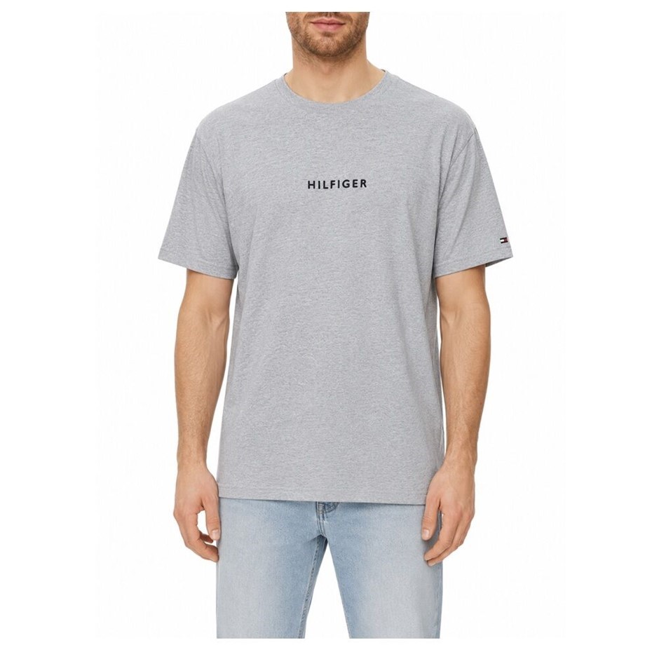 TOMMY HILFIGER Lic Cos Small SS Hilfiger Tee, Size M, 100% Cotton, Light Gr