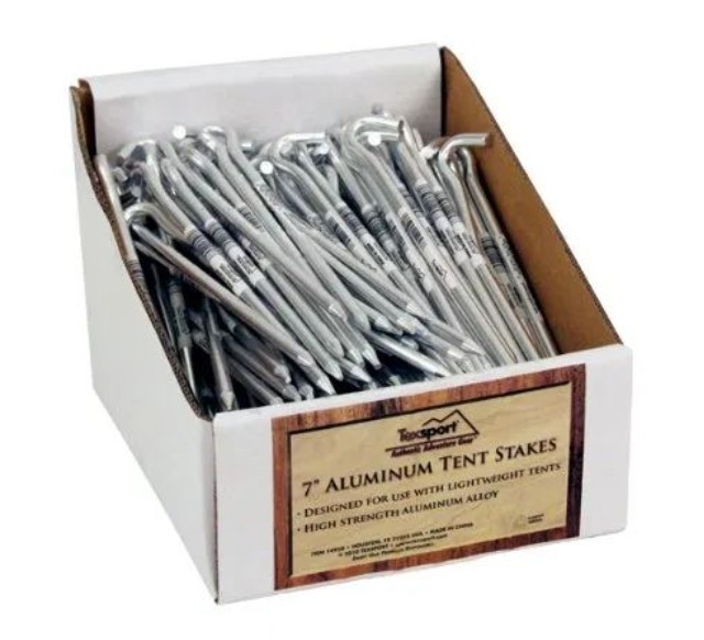 200 x TEXSPORT Aluminum Tent Pegs 17cm. N.B. No Bucket.