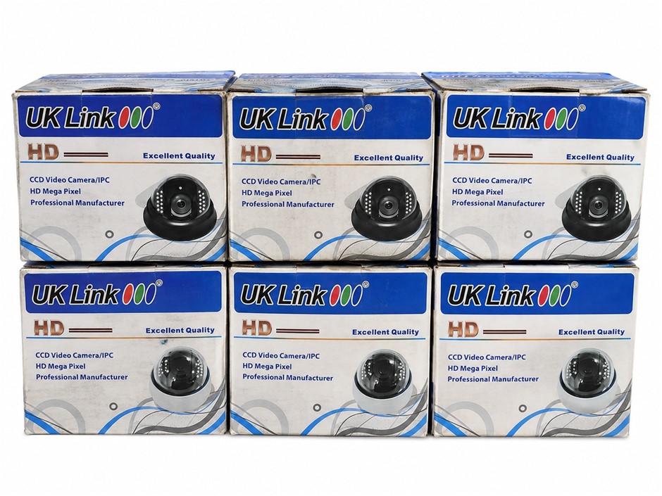 6 x UK-LINK UK-5030 Sony Colour CCD Video Cameras – 3.6mm Lens, 660/700TVL,