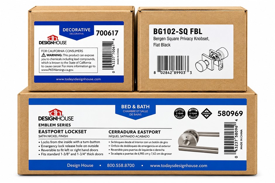3 x Door Hardware Bundle: Design House 700617 Springdale Dummy Lever, 58096